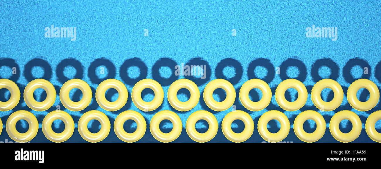 Colorate anello nuotare isolato in piscina. Il rendering 3D Foto Stock
