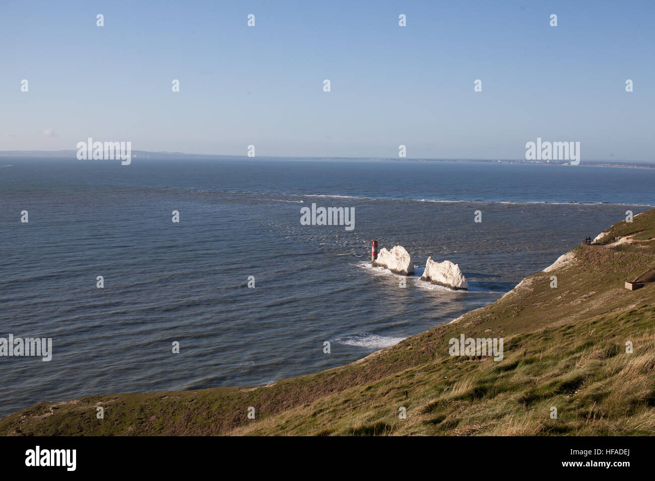 Gli aghi, Chalk rocks, Isola di Wight Foto Stock Gli aghi, Chalk rocks, Isola di Wight Foto Stock