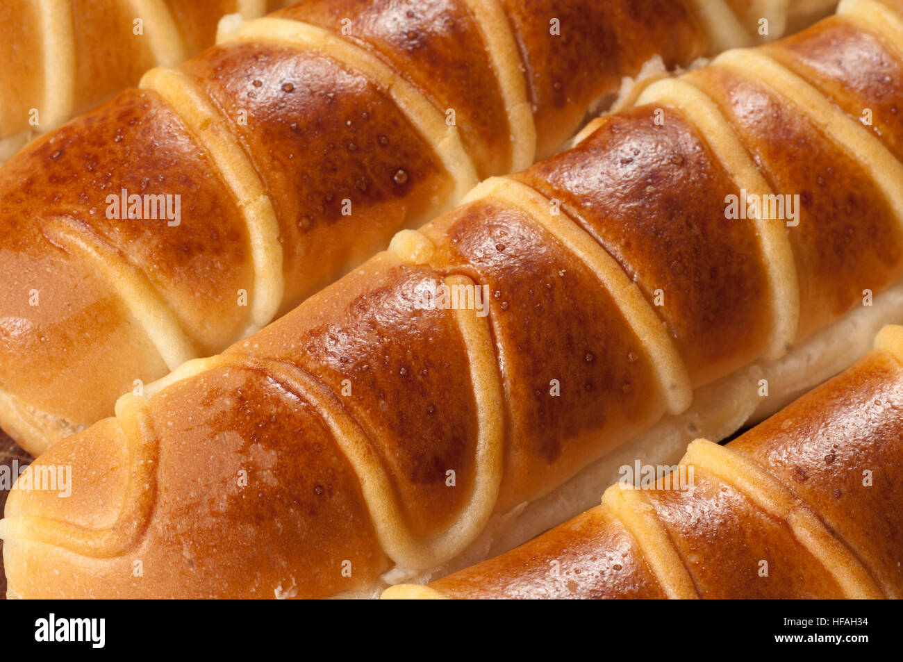 Rulli con panna montata, close up shot Foto Stock