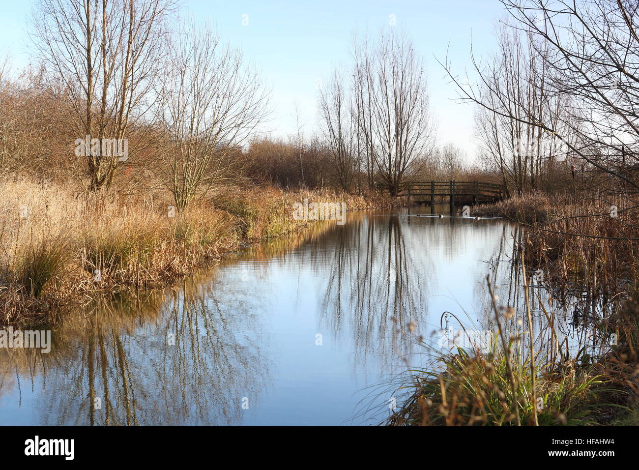 Per via navigabile in inverno - Lincolnshire Foto Stock