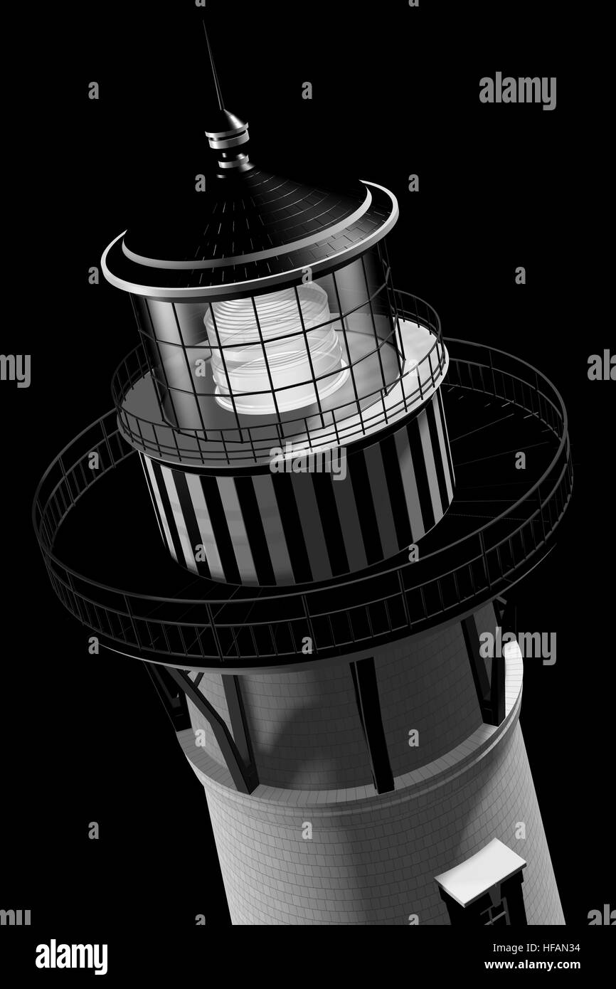 3d faro su sfondo nero. Foto Stock