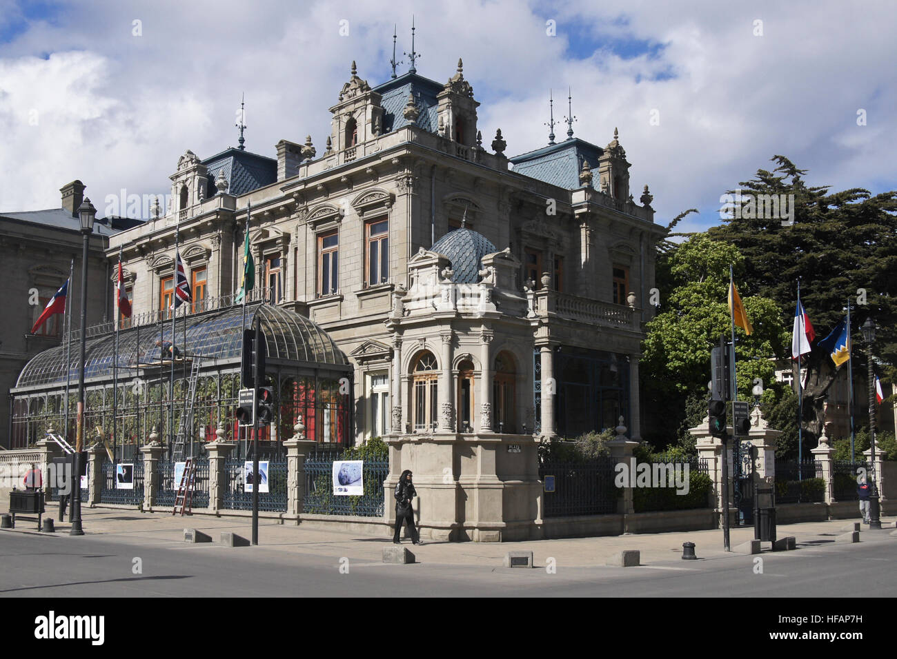 Palacio Sara Braun e Club de la Union, Punta Arenas, Patagonia, Cile Foto Stock