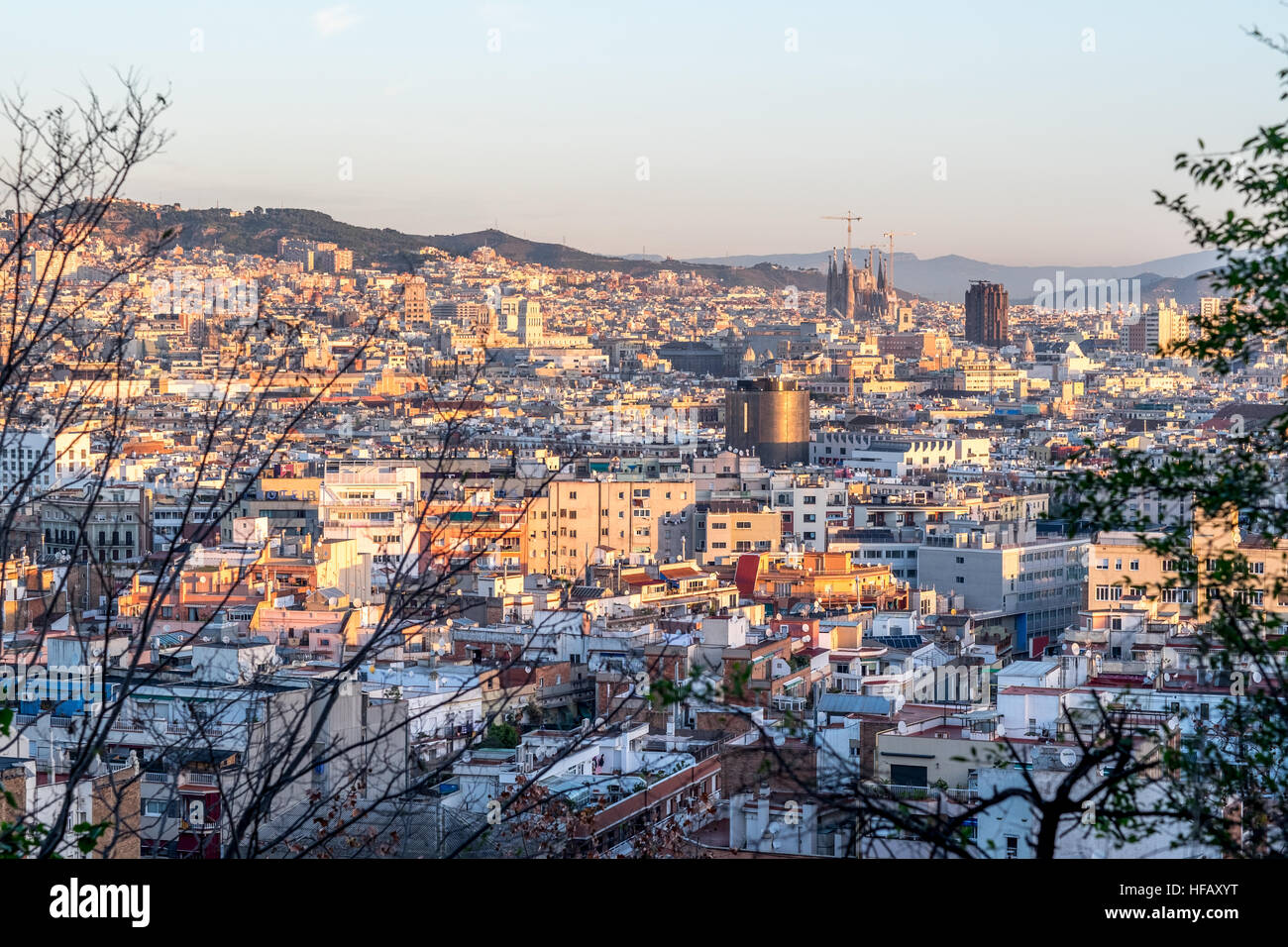 Barcelona city skyline vista aerea Foto Stock