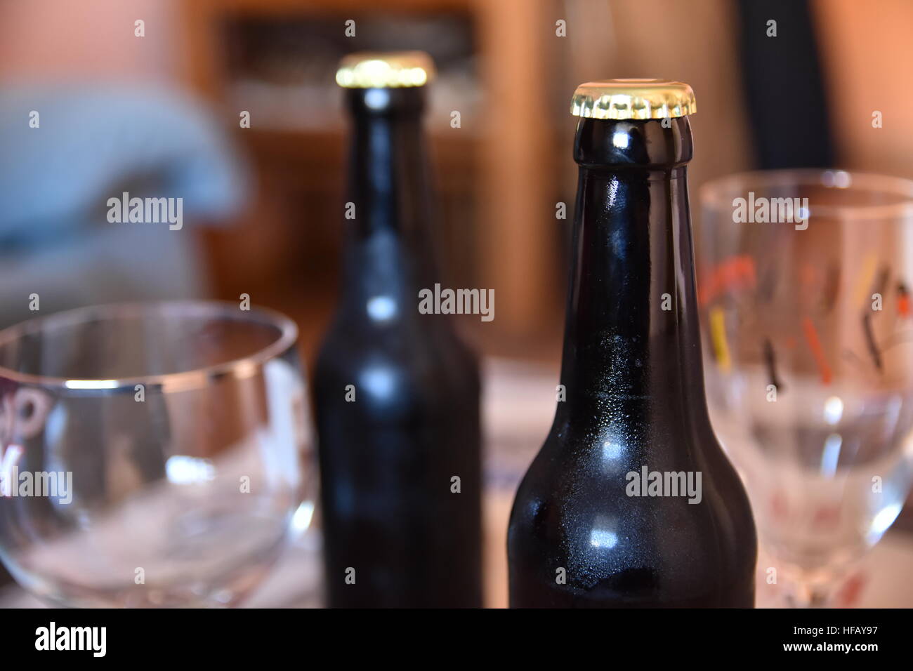 La birra artigianale black Foto Stock