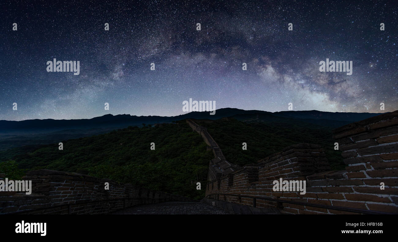 Via Lattea oltre la Grande Muraglia Foto Stock