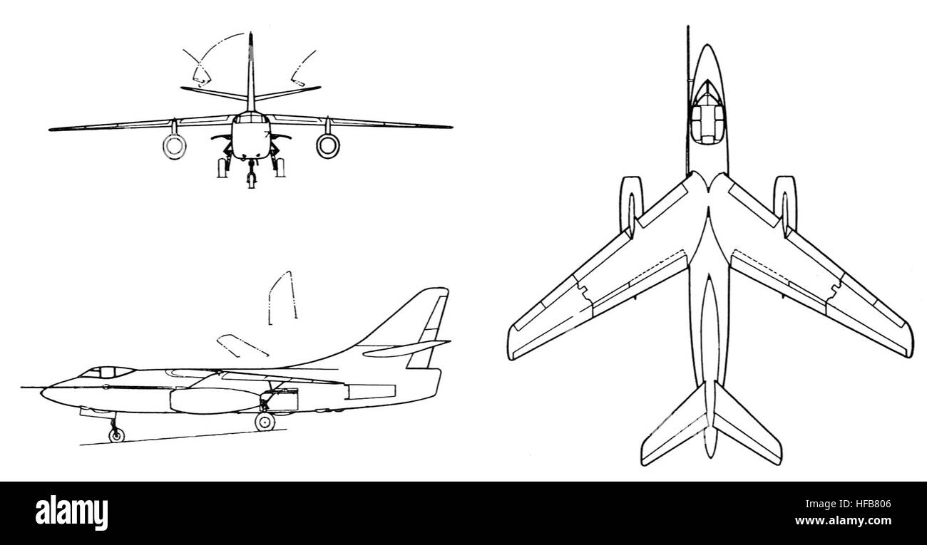 Douglas A-3B Skywarrior 3-Visualizza disegno Foto Stock