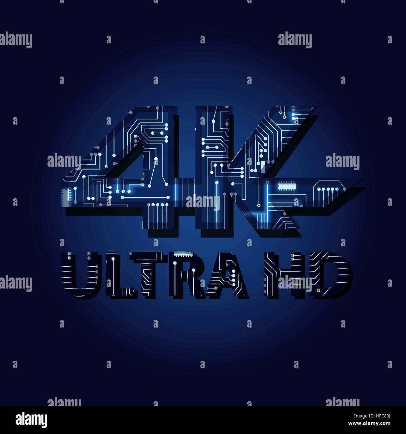 L'espressione '4K ultra HD' con un tecnologico il circuito elettronico. Illustrazione Vettoriale