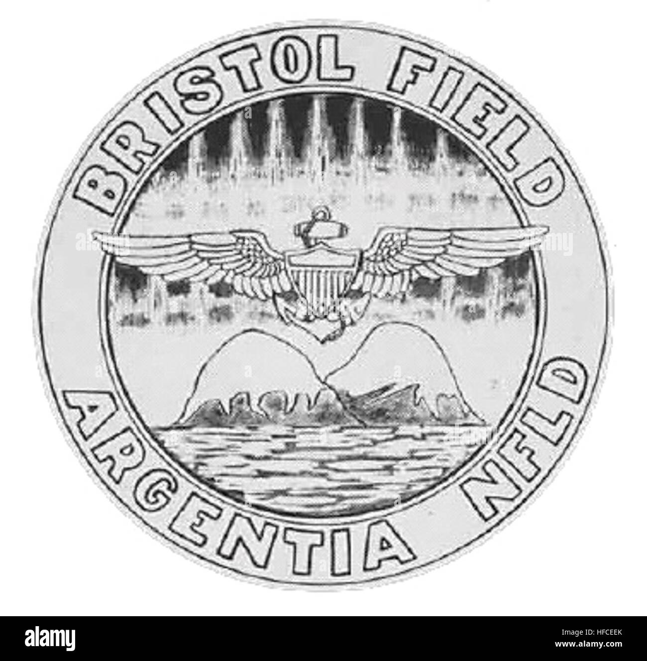 Emblema della Naval Air Station Argentia che rappresenta l'installazione della Marina degli Stati Uniti utilizzata per le operazioni marittime e il supporto dell'aviazione. Foto Stock