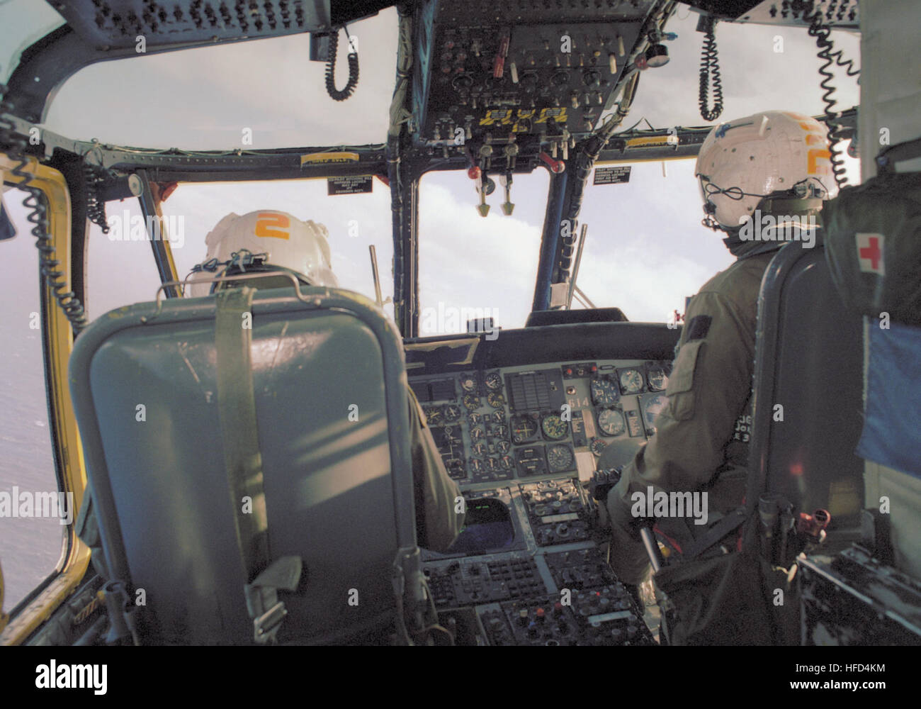 Sikorsky SH-3H Sea King cockpit 1987 Foto Stock