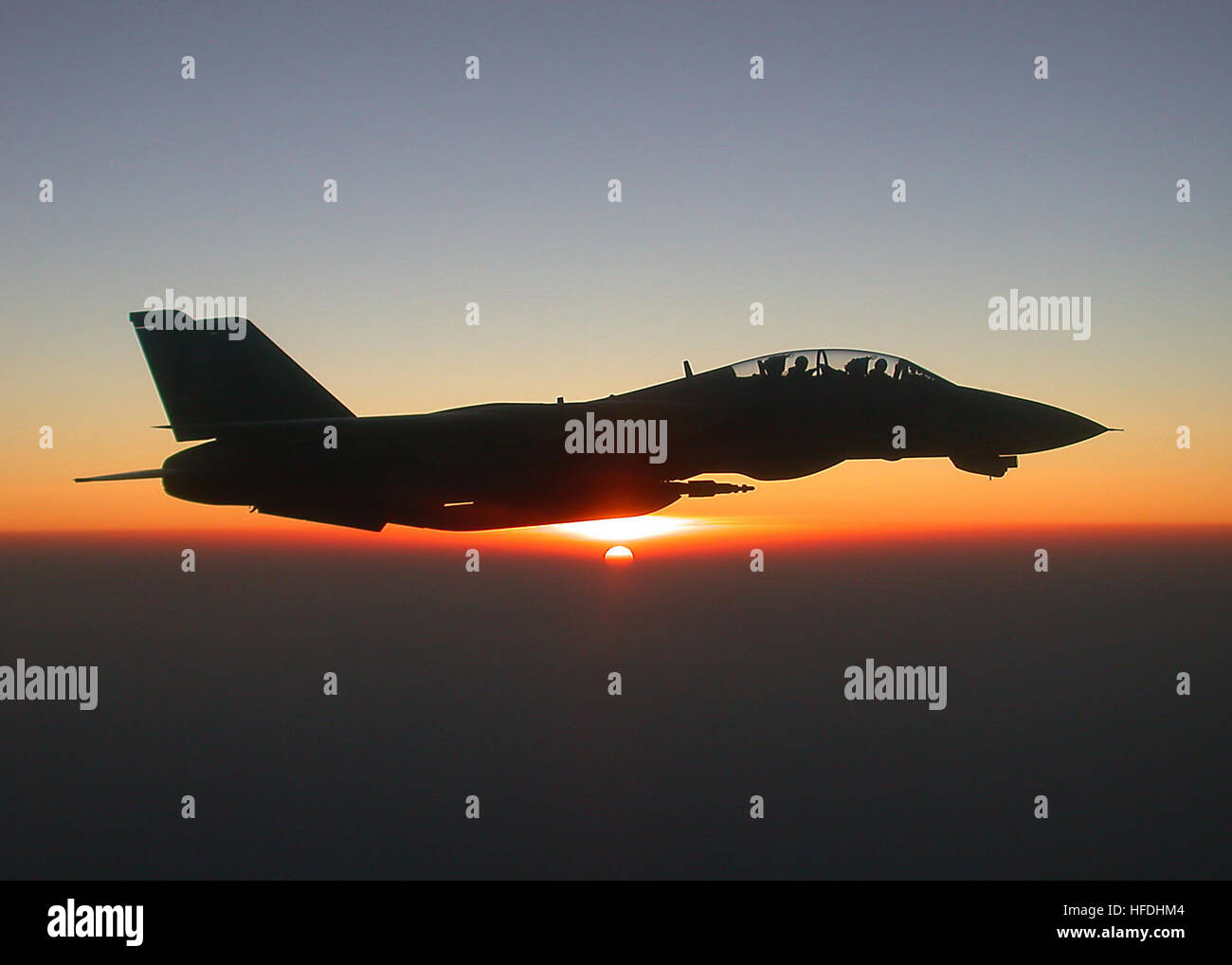 Un caccia F-14 Tomcat assegnato al Fighter Squadron 103 conduce una missione sull'Afghanistan a sostegno dell'operazione Enduring Freedom. Il Grumman F-14 è un caccia d'attacco bimotore supersonico, bimotore, ad ala variabile, a due posti con missioni primarie tra cui la superiorità aerea, la difesa aerea della flotta e un attacco di precisione contro obiettivi di terra. Foto Stock