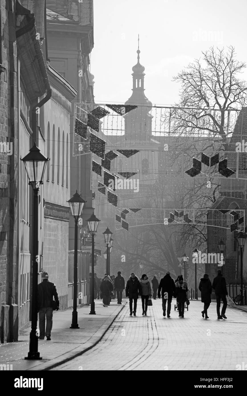 Grodzka Street in inverno Cracovia Polonia Foto Stock