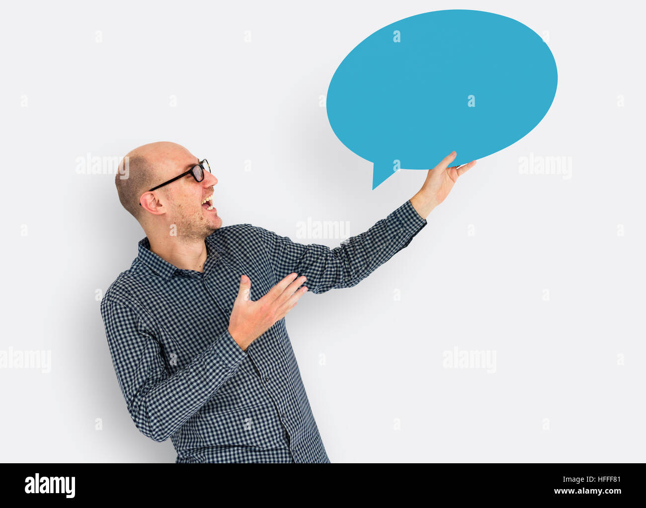 Caucasian discorso bolla concetto di comunicazione Foto Stock