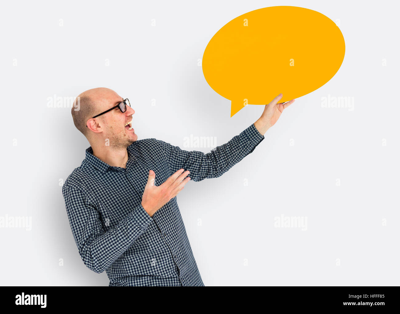 Caucasian discorso bolla concetto di comunicazione Foto Stock