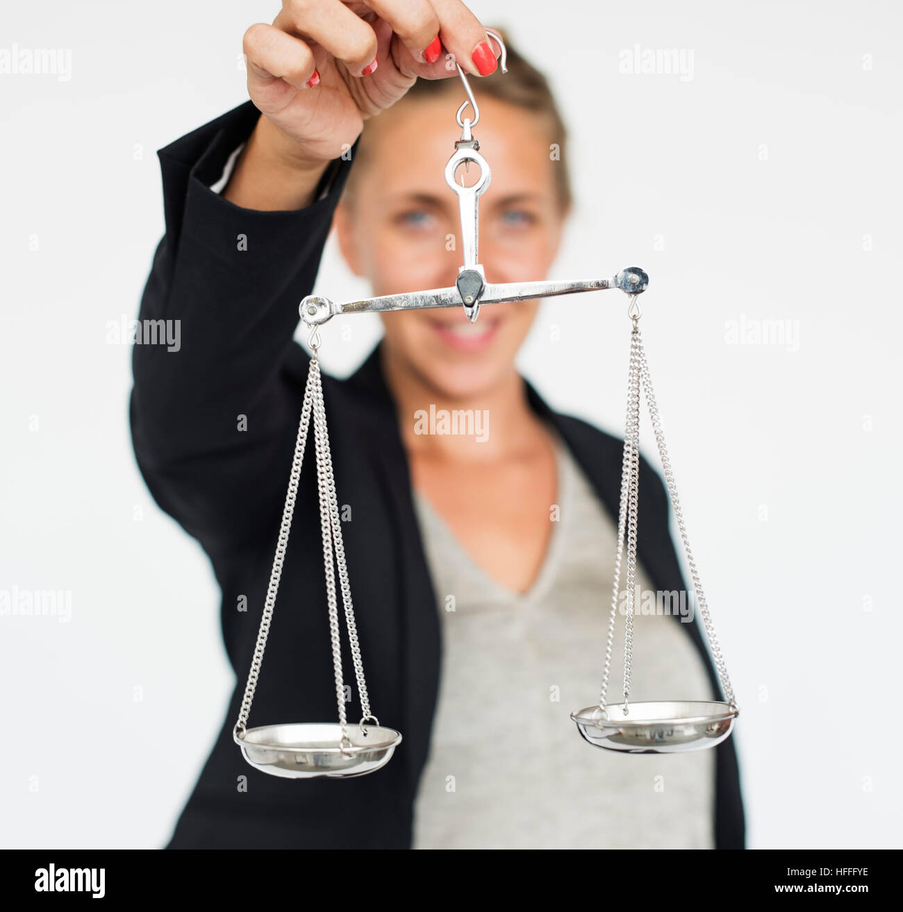 Business Lady legge concetto di scala Foto Stock