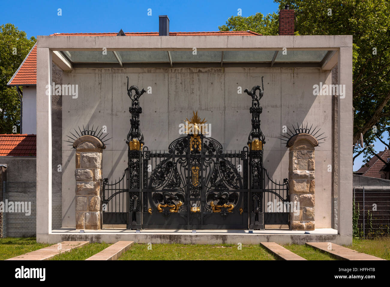 Germania, Herne, il ferro battuto in stile Art Nouveau gate di fabbrica della ex Flottmann company Foto Stock