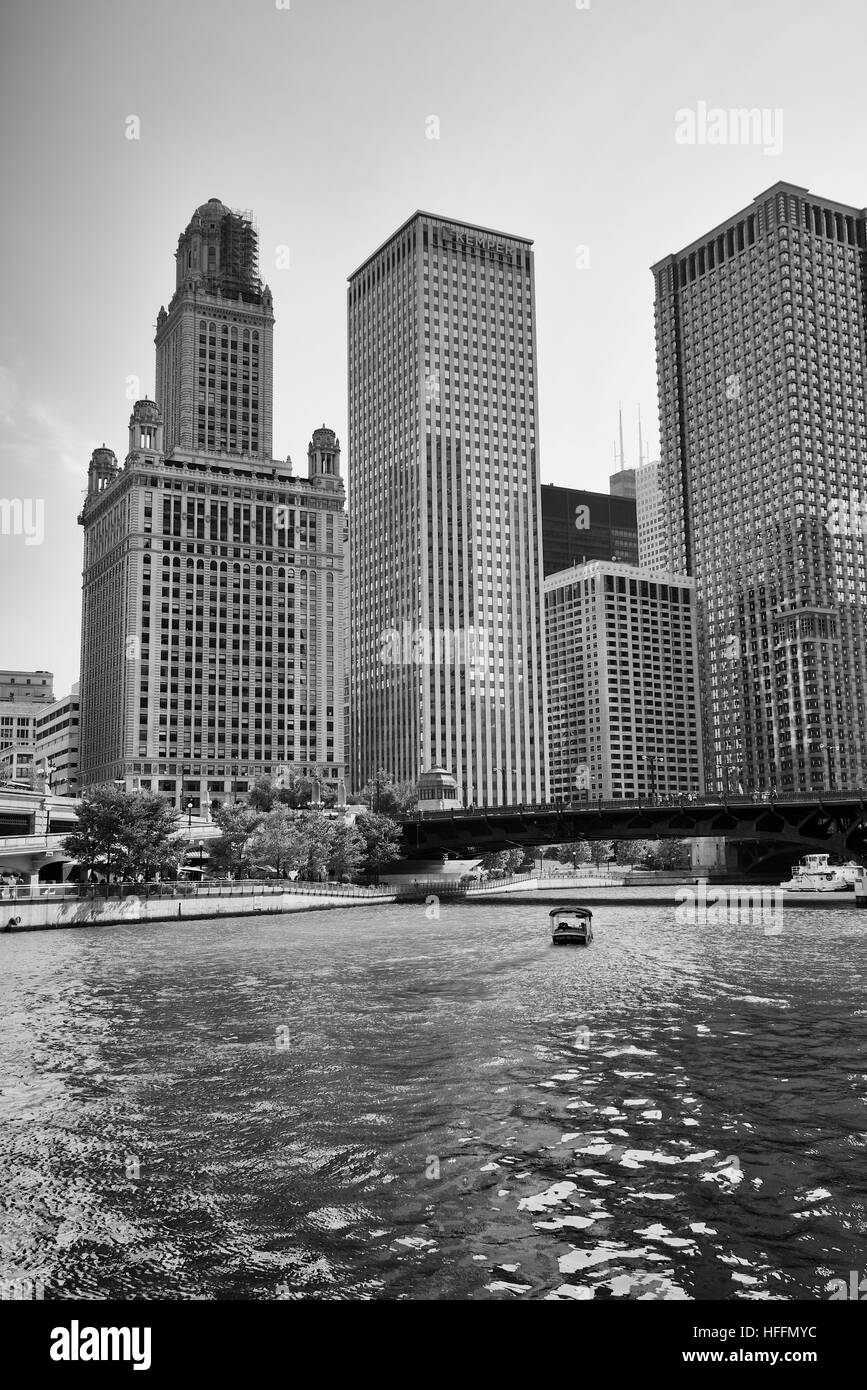 Grattacieli nel centro di Chicago, Cook County, Illinois, Stati Uniti d'America Foto Stock