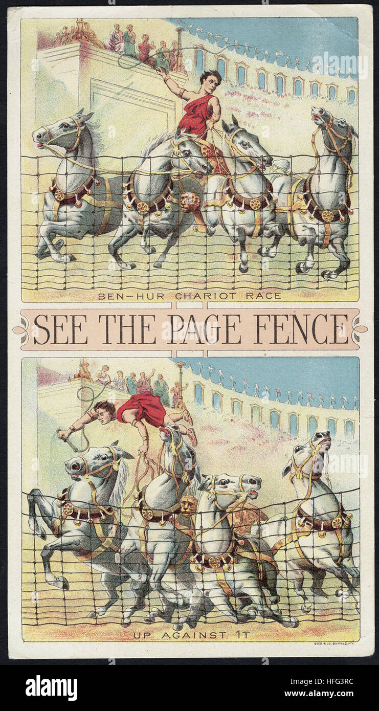 Agricoltura Scambio di carte - vedere la pagina di recinzione Ben-Hur - gara delle bighe, fino contro di essa Foto Stock