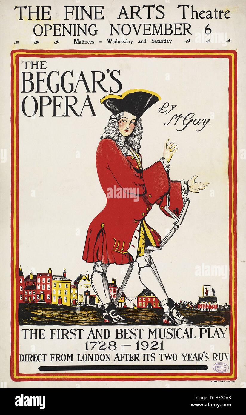La Beggar's Opera dal sig. Gay. Il Fine Arts Theatre apertura novembre 6. Foto Stock