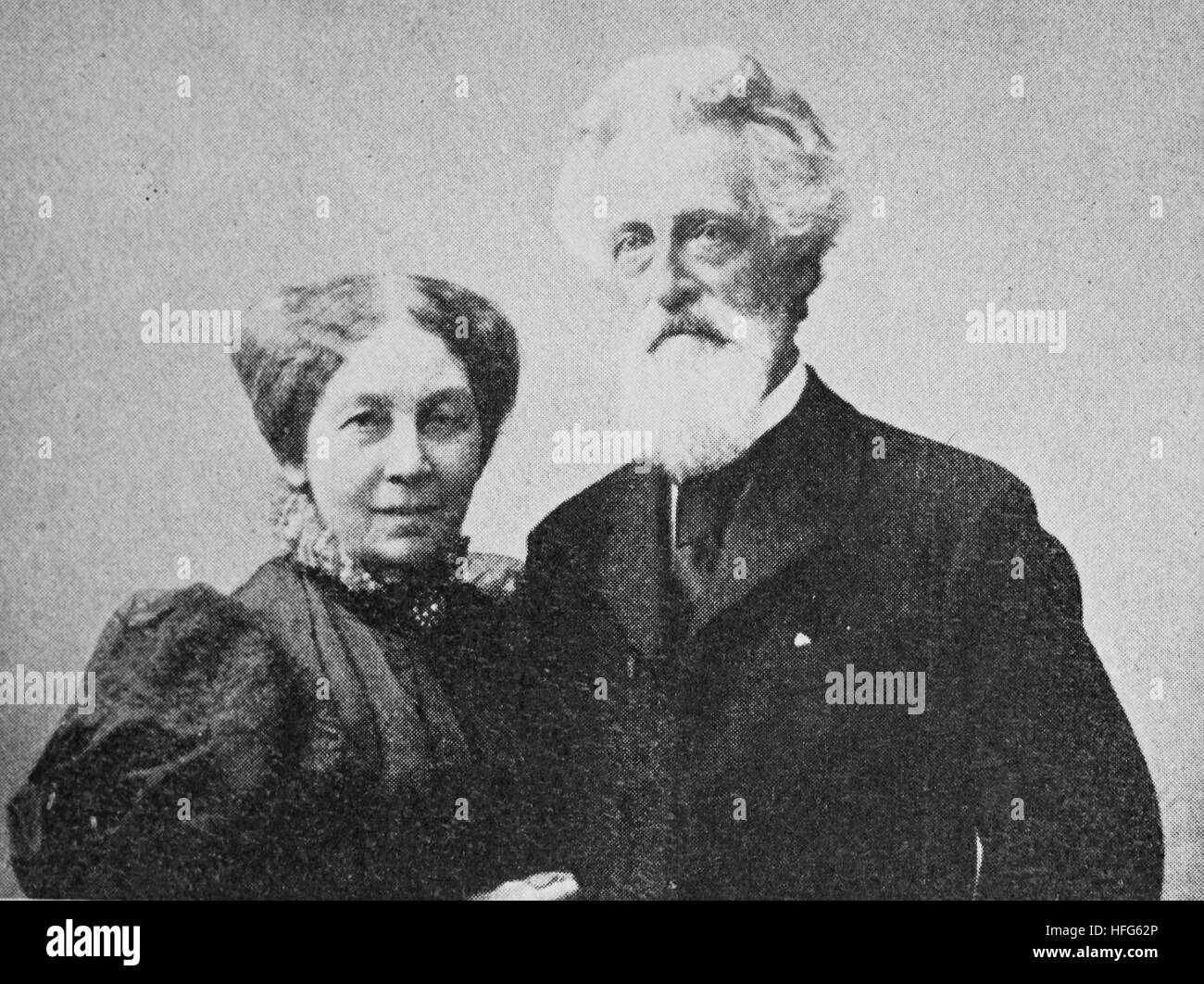 Rosa von Milde und Theodor von Milde, Rosa von Milde, auch Rosalie von Milde, 1827 -1906, era un tedesco cantante lirico, Hans Feodor von Milde, 1821 - 1899, era un austriaco baritono operistico, riproduzione foto dall'anno 1895, digitale migliorata Foto Stock