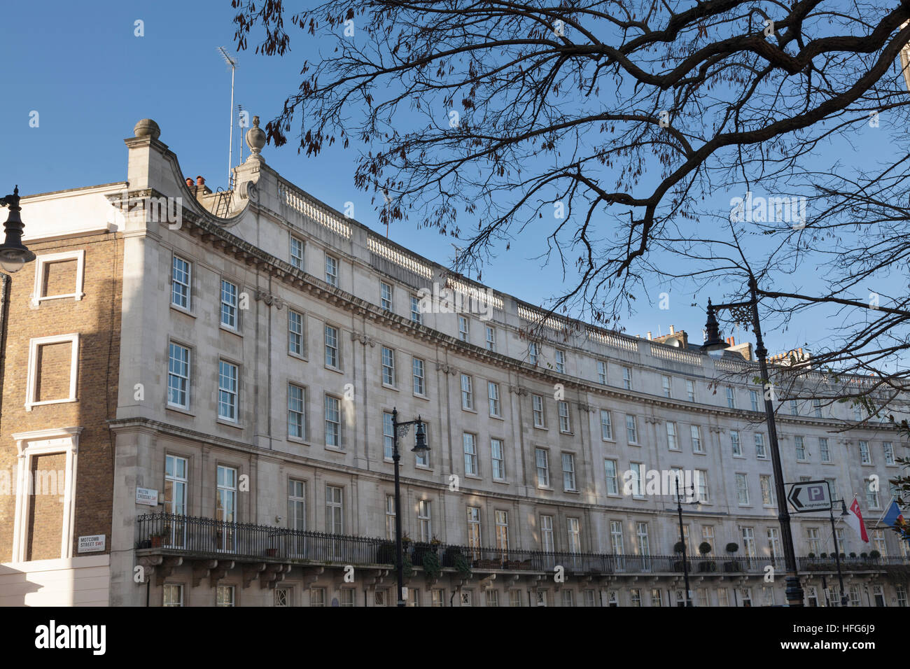 Wilton Crescent a Belgravia, area esclusiva di Londra SW1 Foto Stock