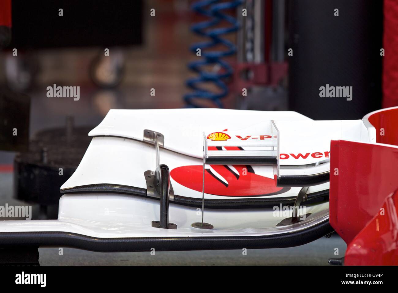 Formula One grand prix F1 Racing motor sport team Ferrari parafango anteriore dettaglio Foto Stock