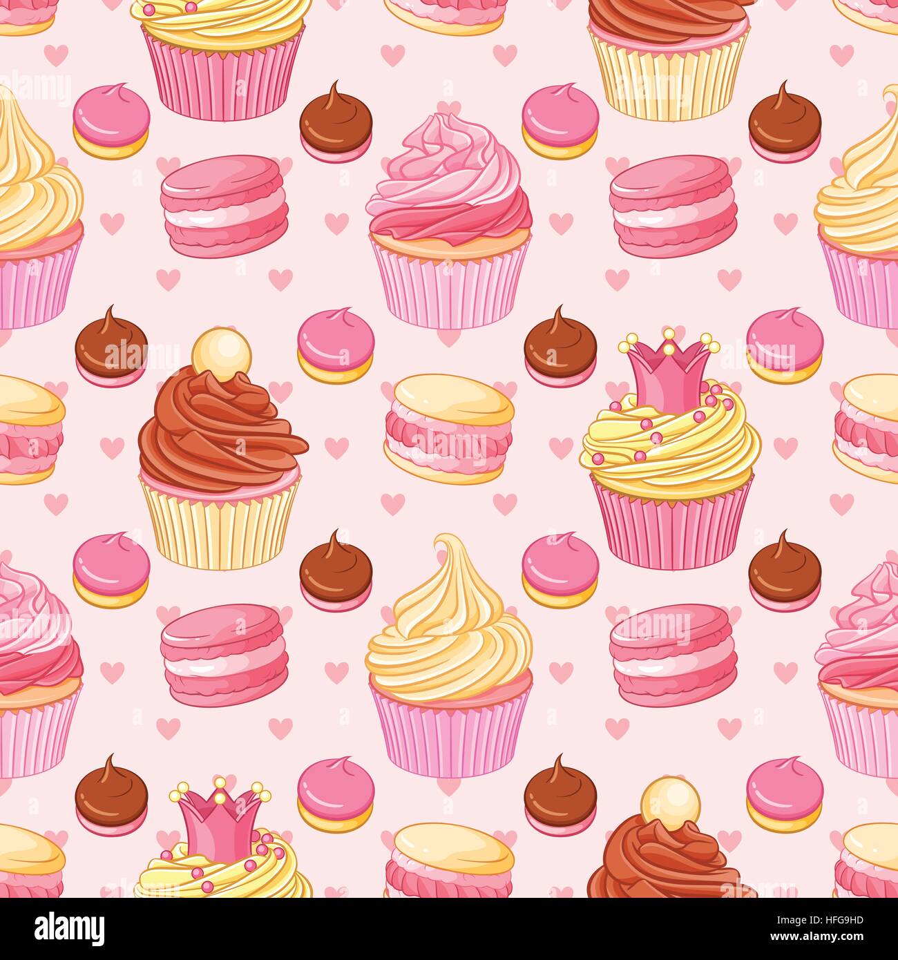 Tortine, amaretti, pasticcini e cuori vettore seamless pattern su sfondo  rosa. San Valentino romantico decorazione Immagine e Vettoriale - Alamy