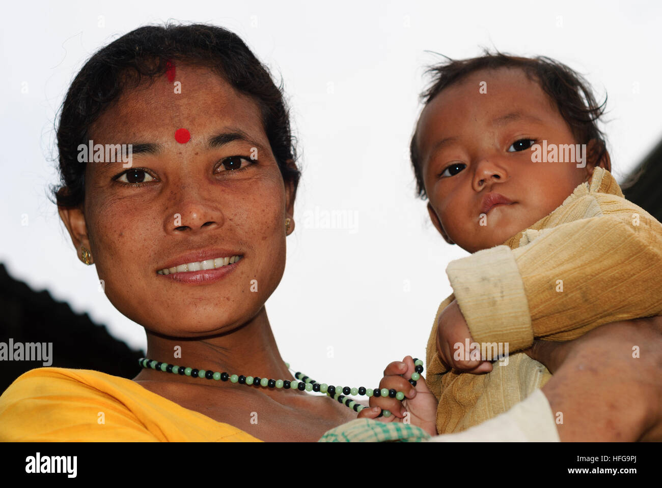 Majuli: gli abitanti di un villaggio - isola di Majuli, Assam, India Foto Stock