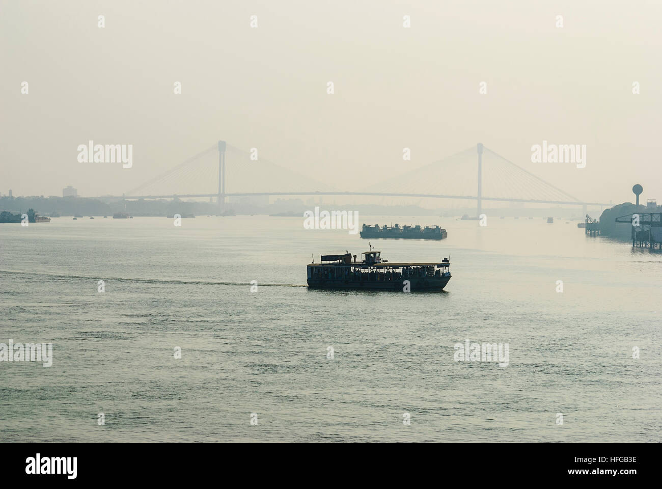 Kolkata (Calcutta, Kalkutta): Ponte Vidyasagar Setu sul Fiume Hooghly, West Bengal, Westbengalen, India Foto Stock