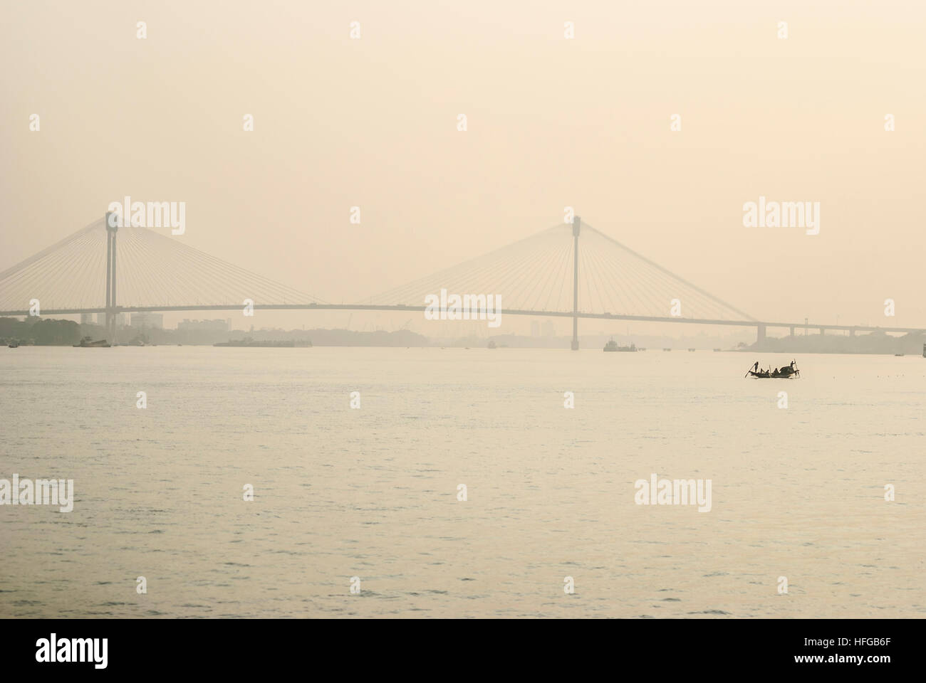 Kolkata (Calcutta, Kalkutta): Ponte Vidyasagar Setu sul Fiume Hooghly, West Bengal, Westbengalen, India Foto Stock