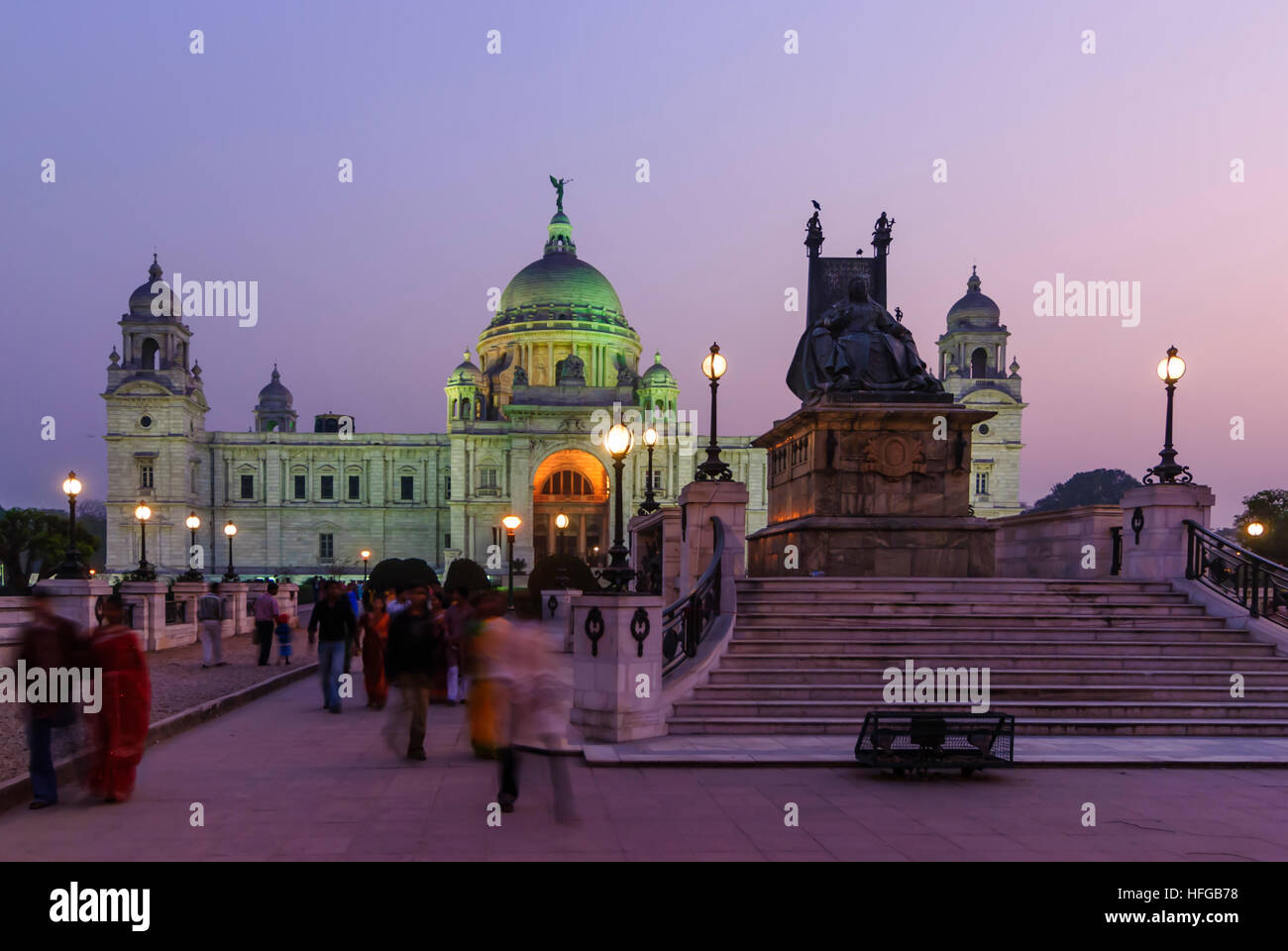 Kolkata (Calcutta, Kalkutta): Victoria Memorial al tramonto, West Bengal, Westbengalen, India Foto Stock