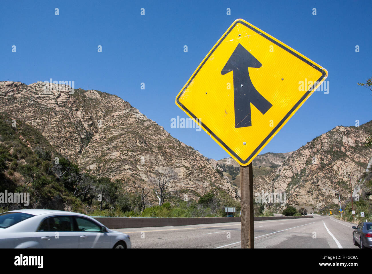 Autostrada Nazionale 1,Pacific Coast Highway,PCH, California, U.S.A.,Stati Uniti d'America.strada segno di fusione. Foto Stock