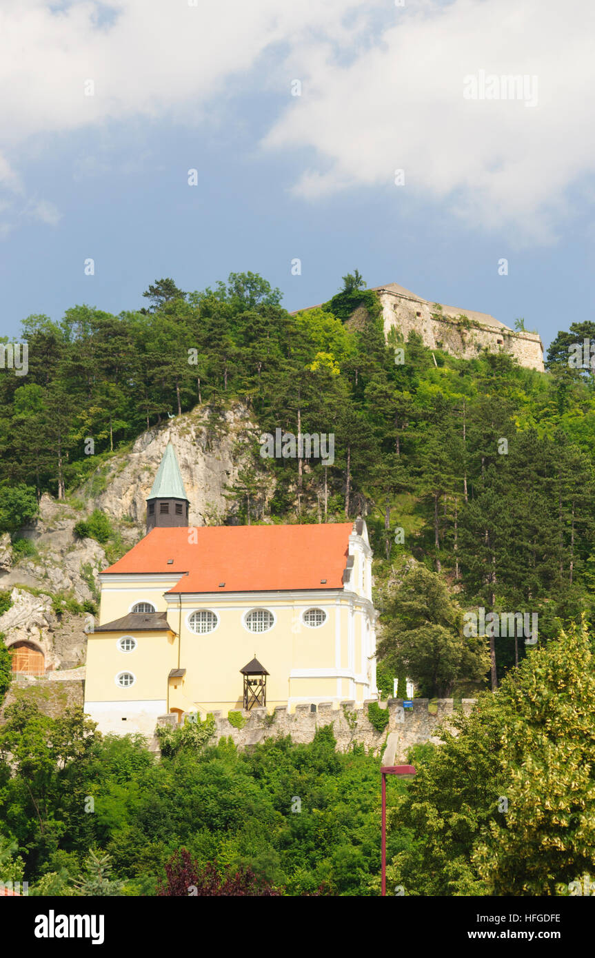 Pitten: il castello e la chiesa di montagna, Wiener Alpen, Alpi Niederösterreich, Austria Inferiore, Austria Foto Stock