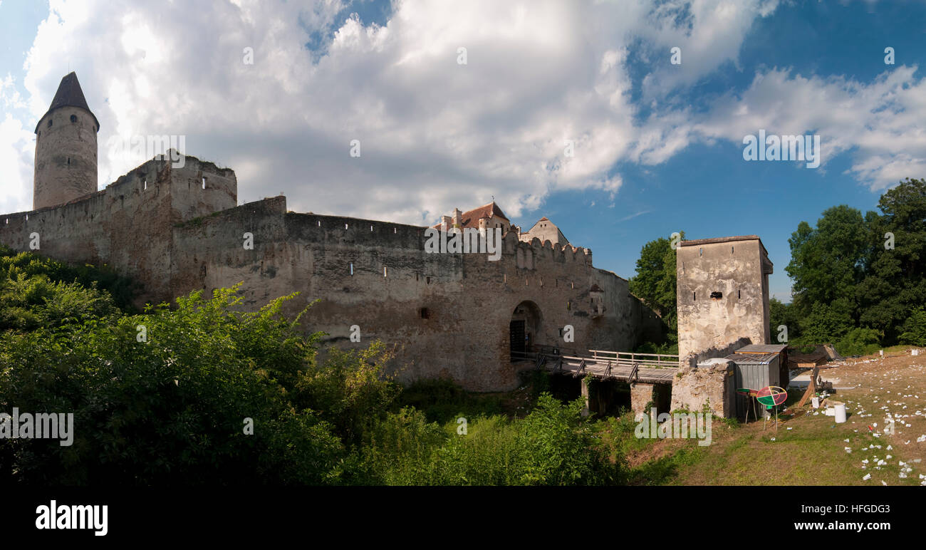 Seebenstein: Seebenstein Castello dopo una festa, Wiener Alpen, Alpi Niederösterreich, Austria Inferiore, Austria Foto Stock