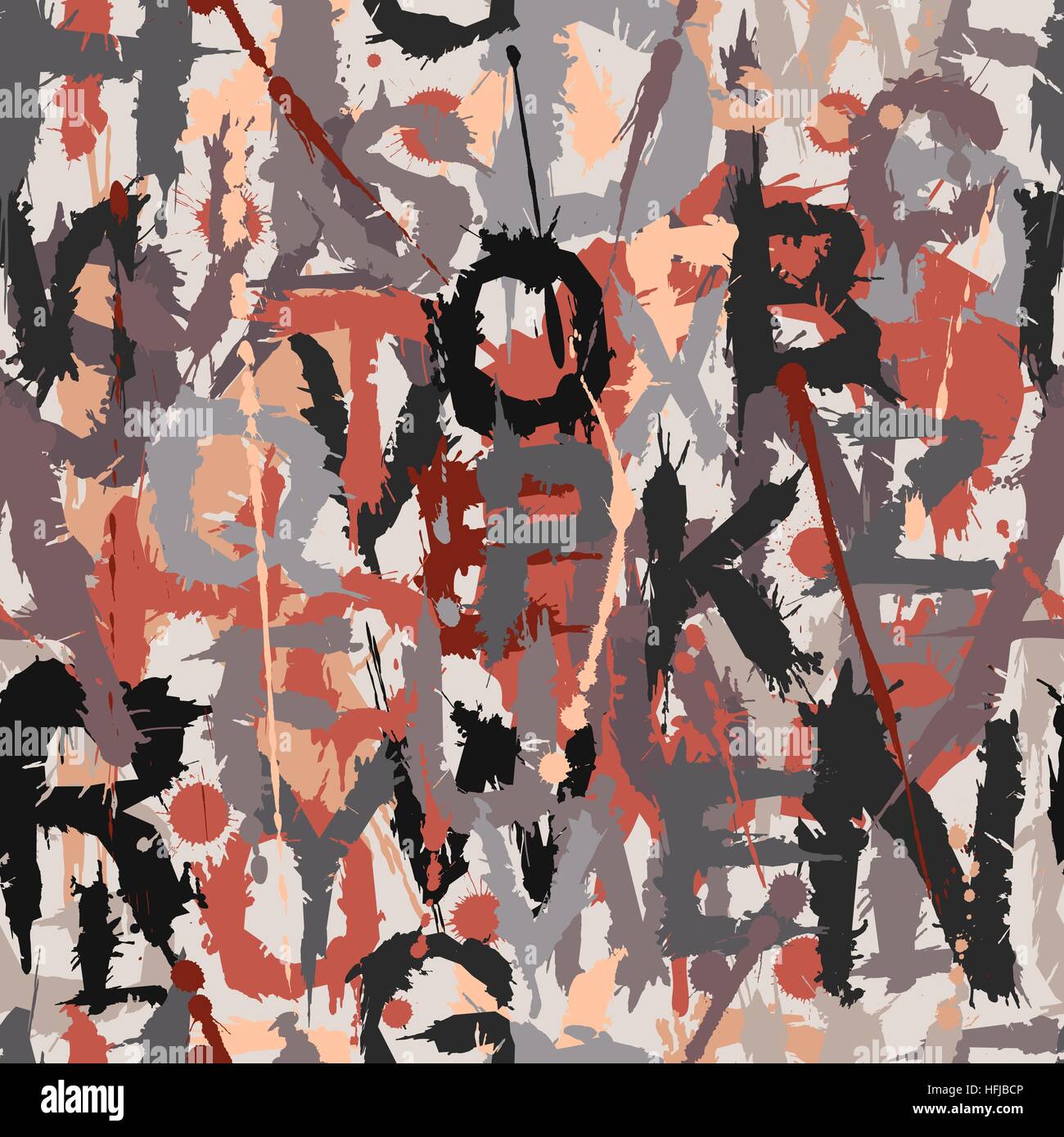 Vettore piastrella senza giunture di grunge lettere in stile graffiti sullo sfondo Illustrazione Vettoriale