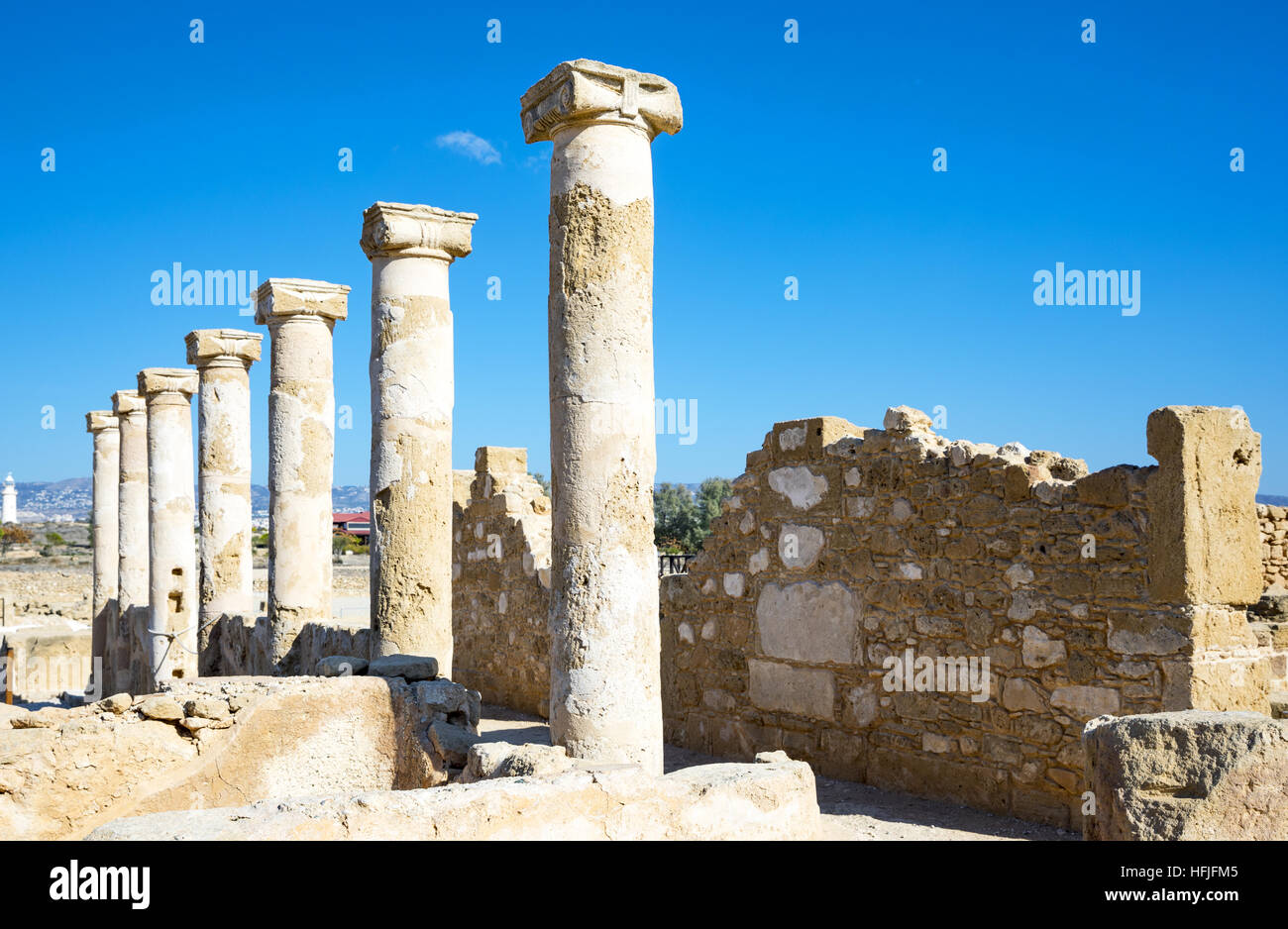 La Grecia, Cipro, Pafos, resti di età ellenistica/periodo Romano nel sito archeologico Foto Stock