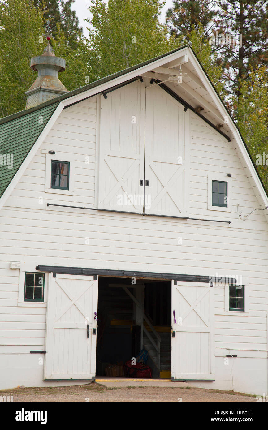 Granaio, Ninemile rimontare il magazzino e la stazione di Ranger, Lolo National Forest, Montana Foto Stock