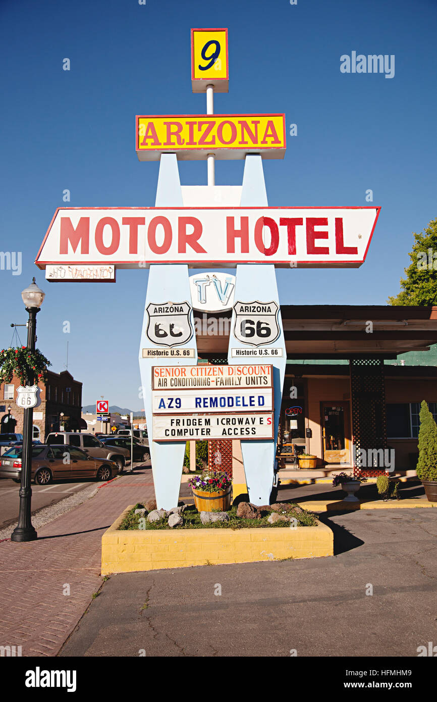 Retrò vecchio hotel / motel sulla Route 66 in Williams, Arizona Foto Stock