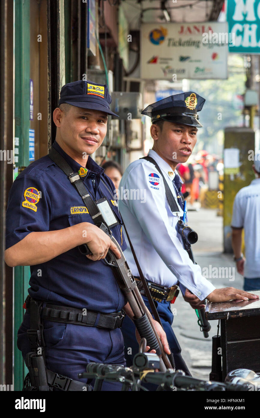 Armate guardie di sicurezza, Manila, Filippine Foto Stock