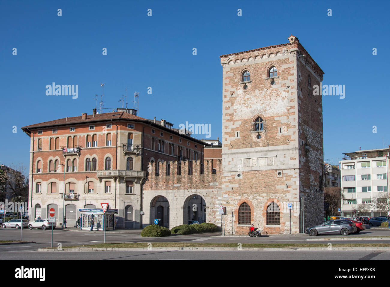 Udine, Italia, città antica porta della città chiamato 'gate' Aquileia Foto Stock