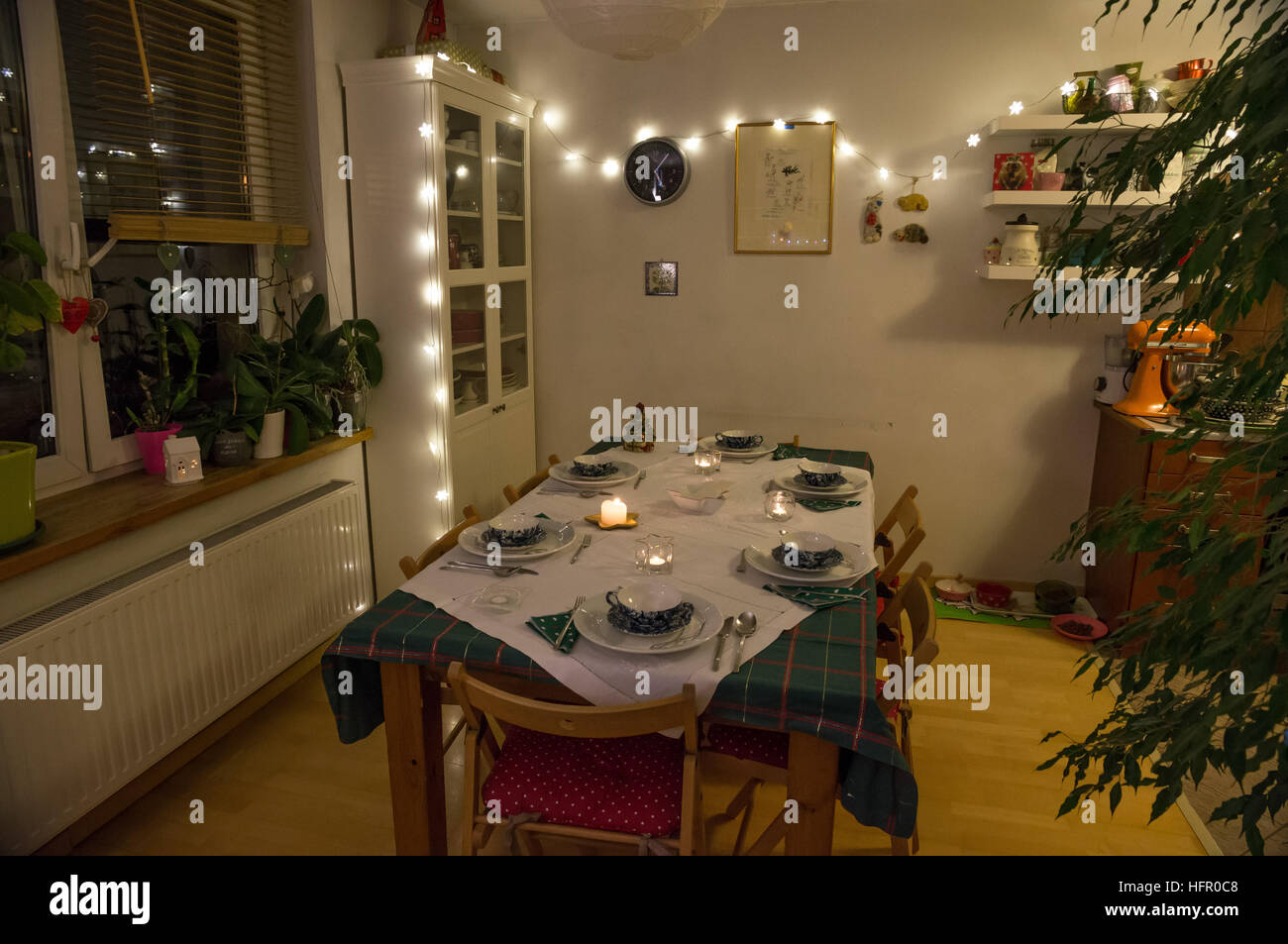 Tabella pronto per la Vigilia di Natale la cena della Polonia Foto Stock