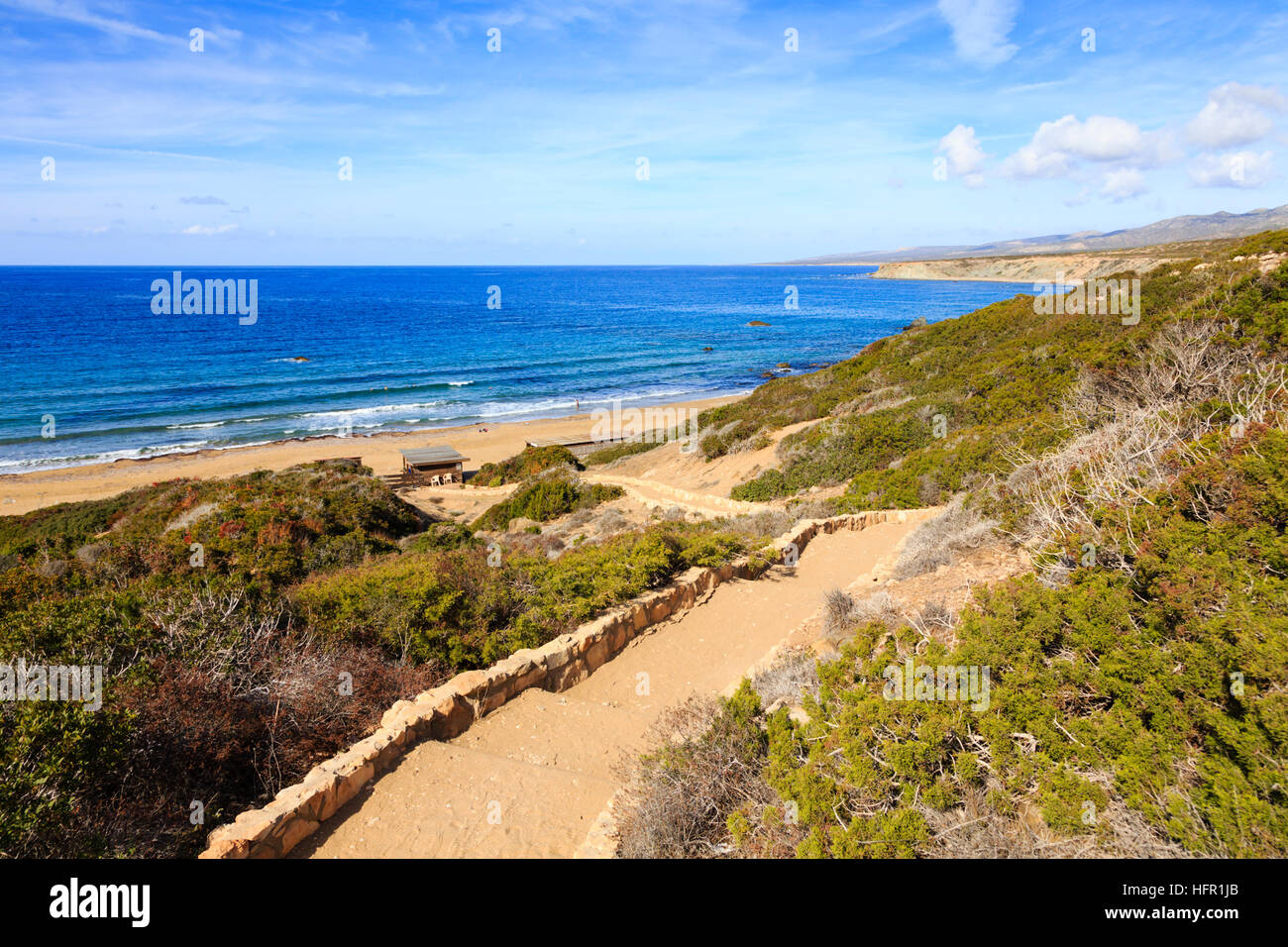 Lara beach sulla Penninsular Akamas, a ovest di Cipro. Foto Stock
