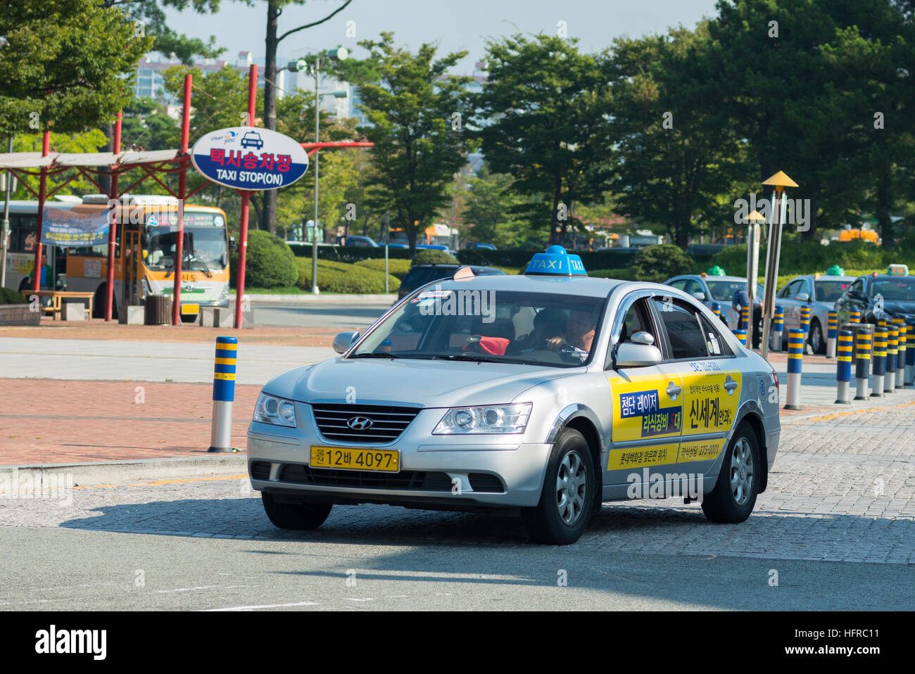 Il servizio taxi in Ulsan. Corea del Sud. Foto Stock