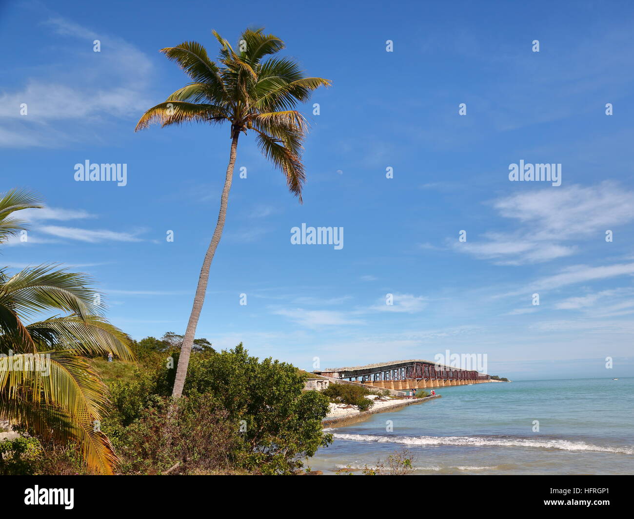 Vista del vecchio ponte di sette miglia a Key West, Florida, Stati Uniti Foto Stock