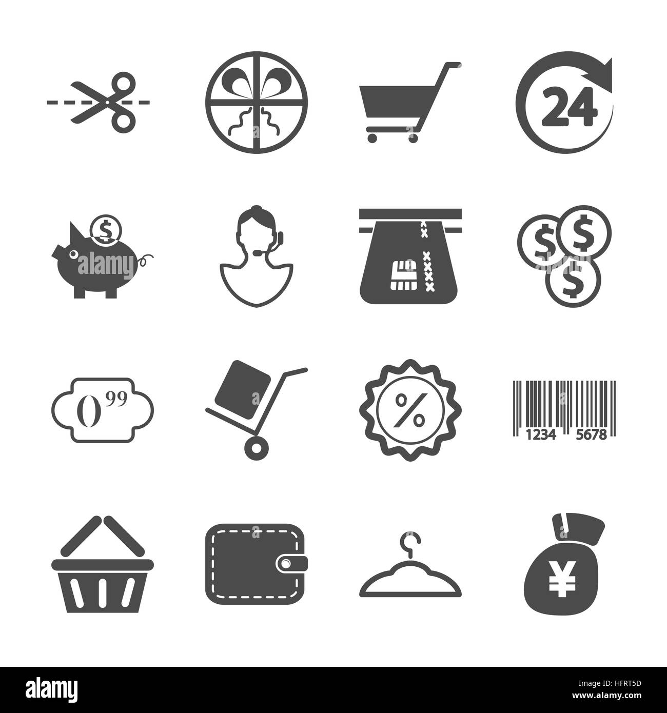 Icone per lo shopping. Grigio bianco - Set. Illustrazione Vettoriale. Illustrazione Vettoriale