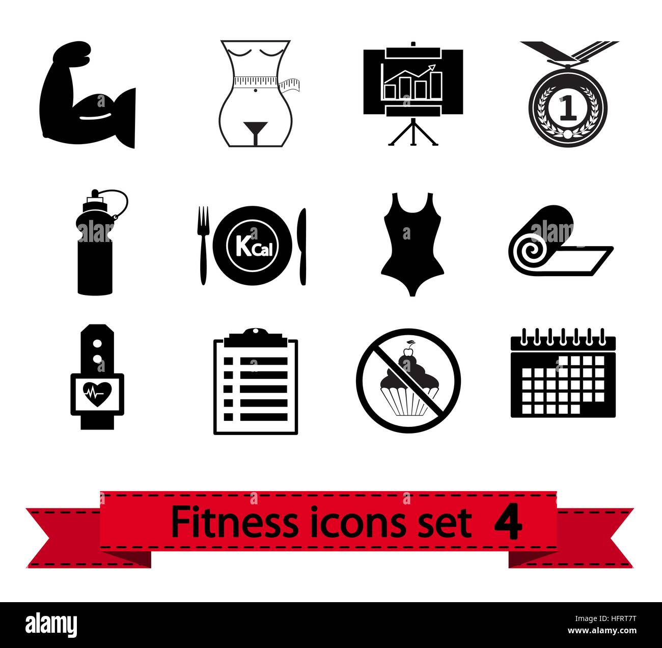 Fitness professionale le icone per il tuo sito web. Illustrazione Vettoriale. Illustrazione Vettoriale