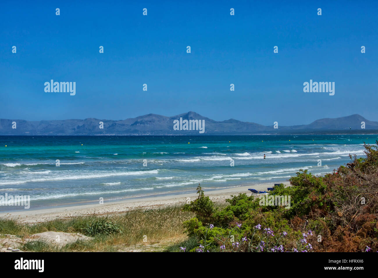 Bella spiaggia e l'oceano sull'isola di Mallorca Foto Stock