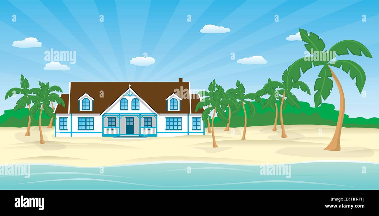 Casa sulla spiaggia Illustrazione Vettoriale