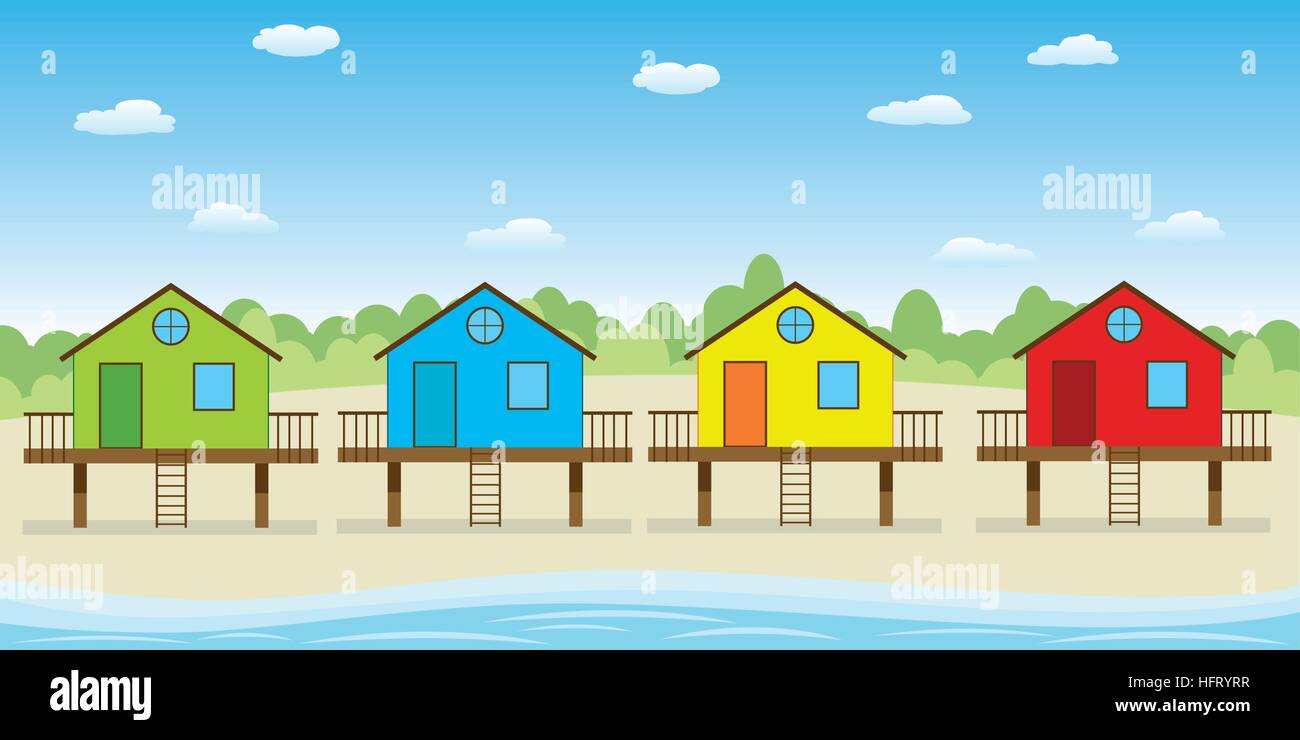 Case sulla spiaggia Illustrazione Vettoriale