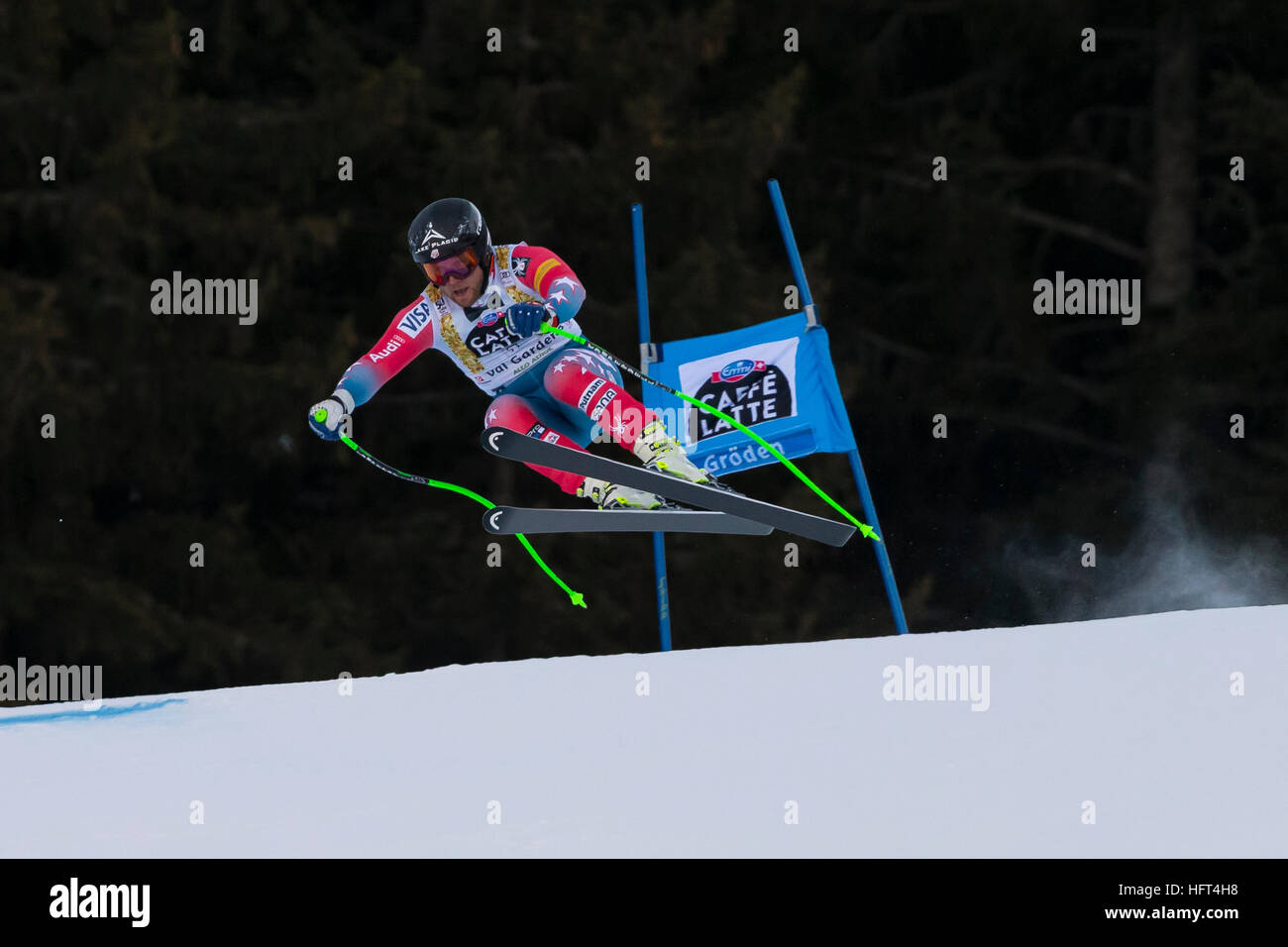 La Val Gardena, Italia 16 dicembre 2016. Weibrecht Andrew (USA) a competere in Audi FIS Coppa del Mondo di sci alpino maschile di Super-G gara sulla Saslong Foto Stock