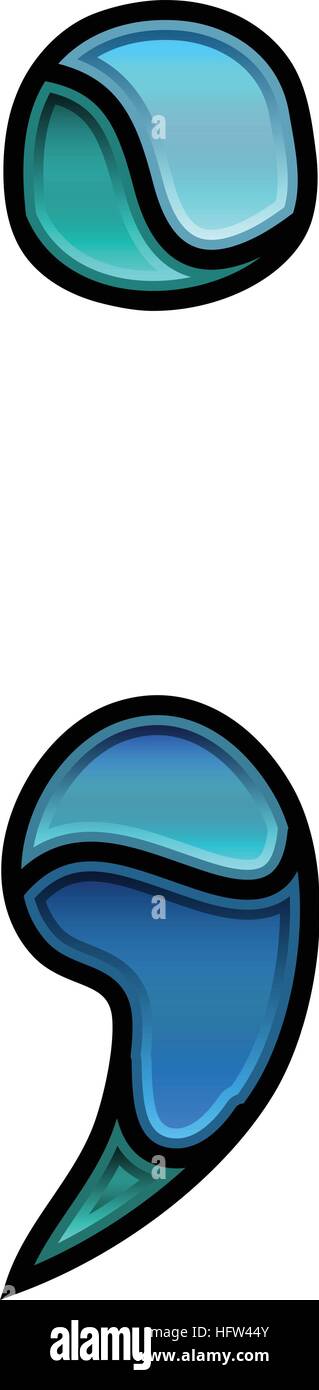 Il vetro macchiato font, punto e virgola Illustrazione Vettoriale